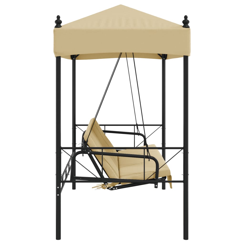 vidaXL Swing Seat with Canopy Steel Sand-coloured