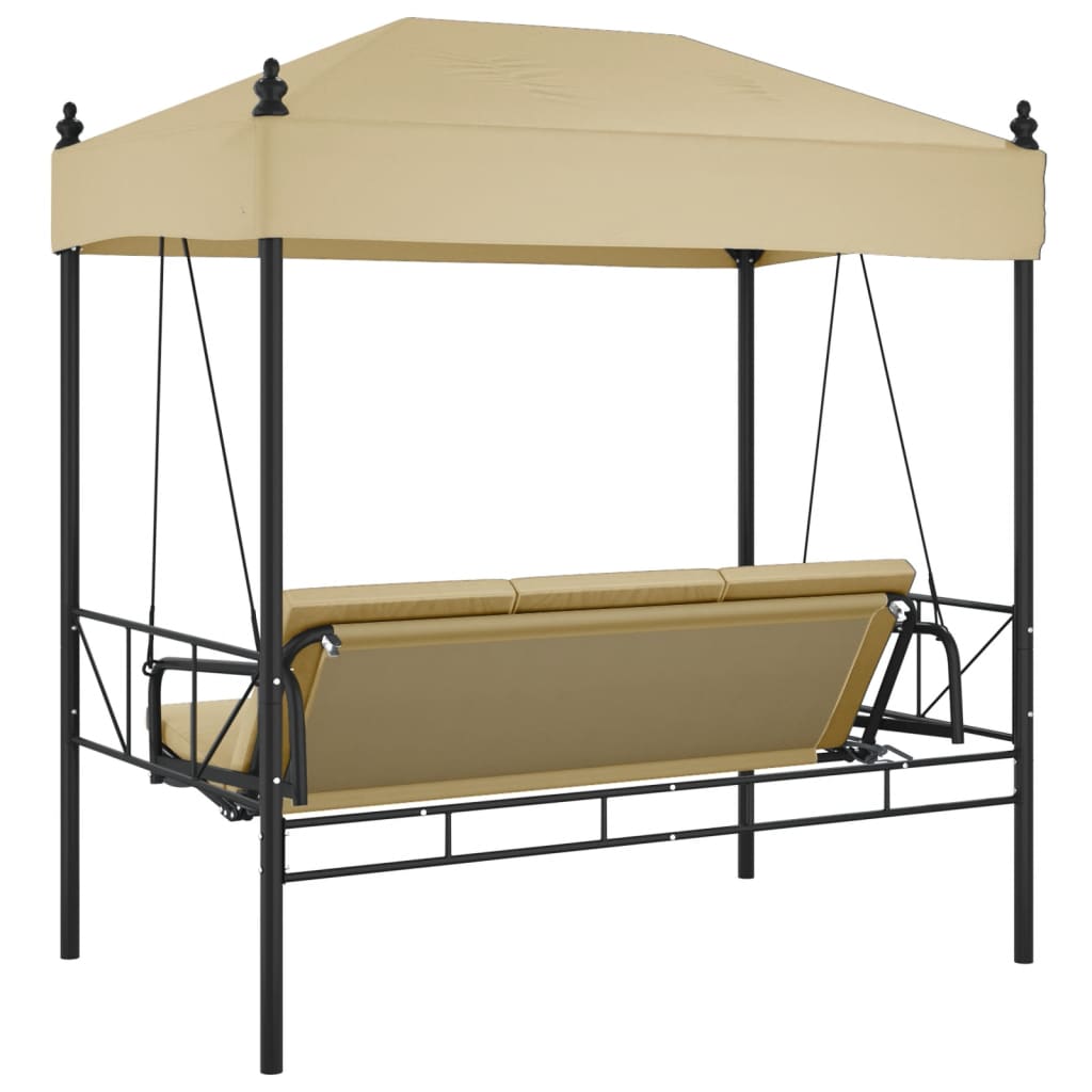 vidaXL Swing Seat with Canopy Steel Sand-coloured