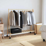 vidaXL Kledingrek met schappen en wielen 106x34x106,5 cm bamboe