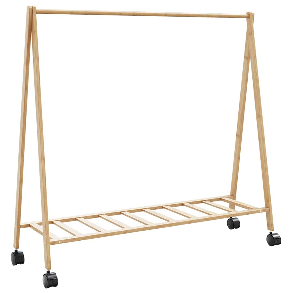 vidaXL Kledingrek met schappen en wielen 106x34x106,5 cm bamboe