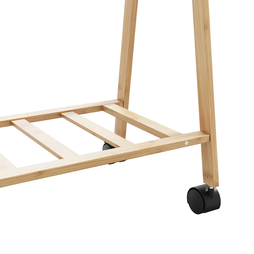 vidaXL Kledingrek met schappen en wielen 106x34x106,5 cm bamboe