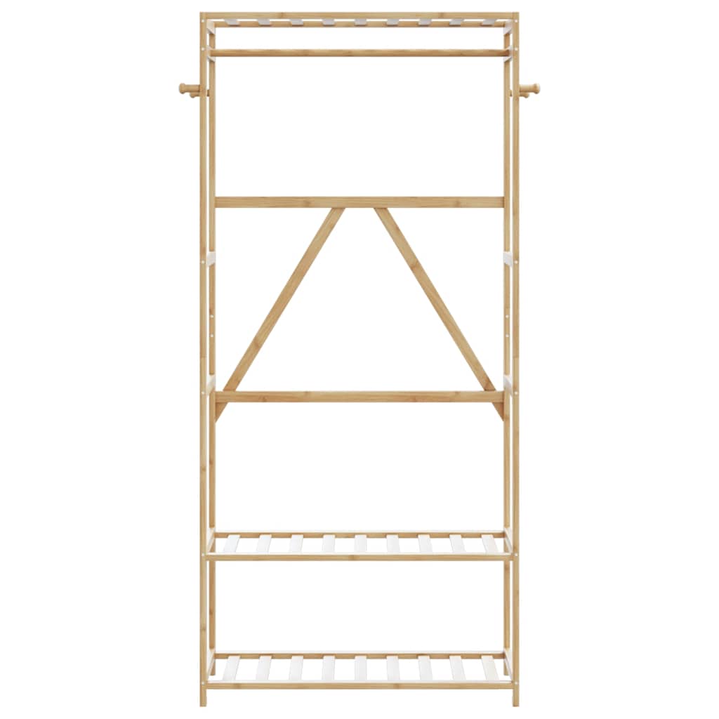 vidaXL Kledingrek met schappen en wielen 90x40x179,5 cm bamboe