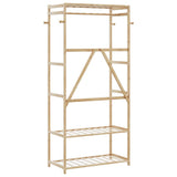 vidaXL Kledingrek met schappen en wielen 90x40x179,5 cm bamboe
