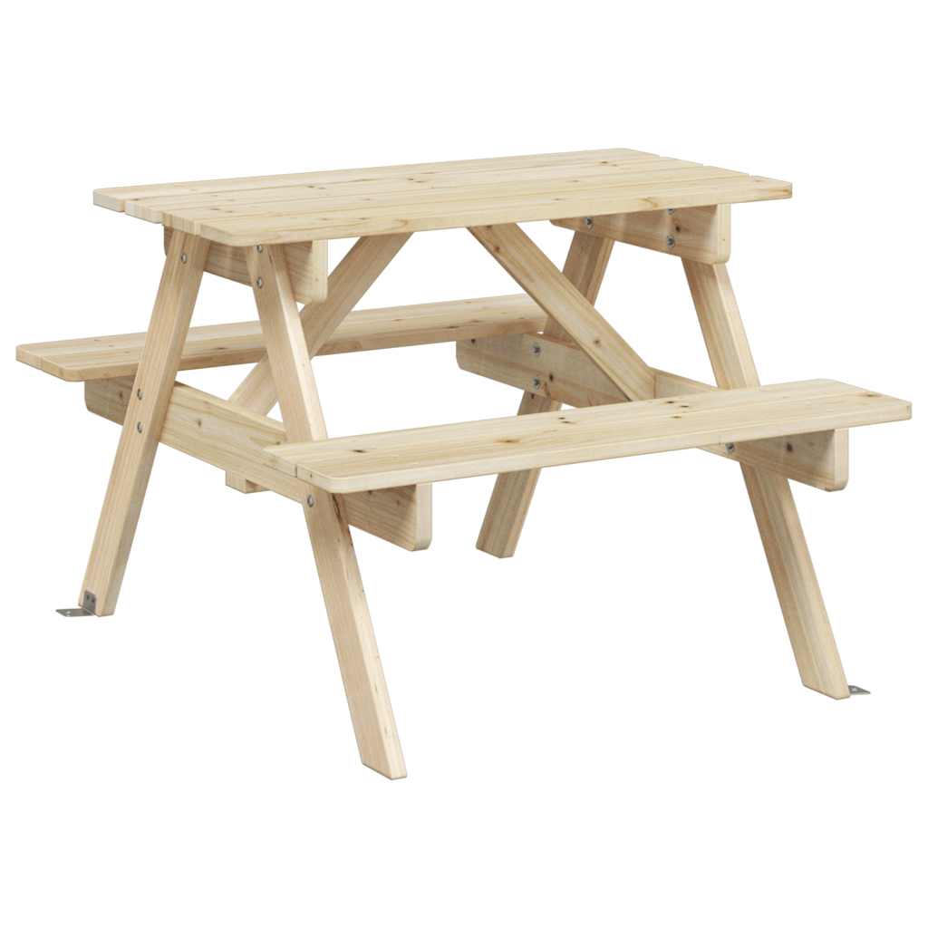 vidaXL Picknicktafel voor 4 kinderen met parasolgat massief vurenhout