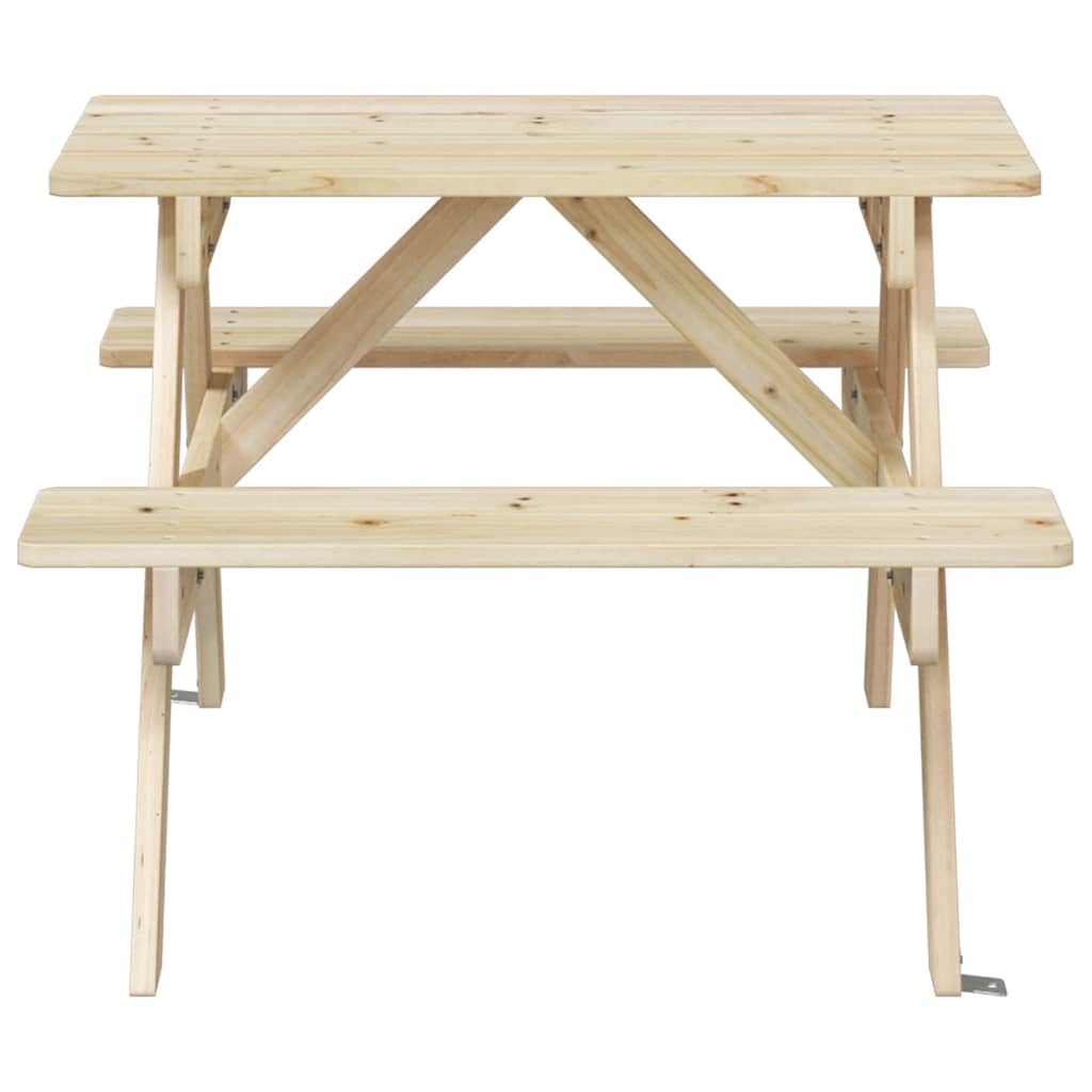 vidaXL Picknicktafel voor 4 kinderen met parasolgat massief vurenhout