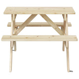 vidaXL Picknicktafel voor 4 kinderen met parasolgat massief vurenhout