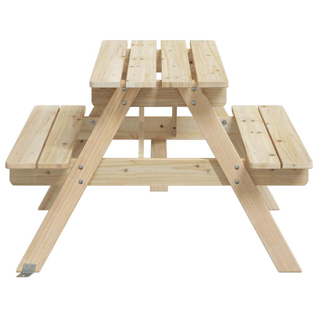vidaXL Picknicktafel voor 4 kinderen met parasolgat massief vurenhout