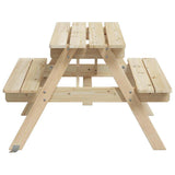 vidaXL Picknicktafel voor 4 kinderen met parasolgat massief vurenhout