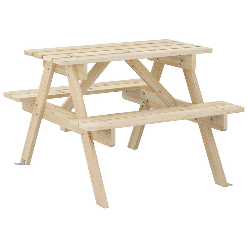 vidaXL Picknicktafel voor 4 kinderen met parasolgat massief vurenhout