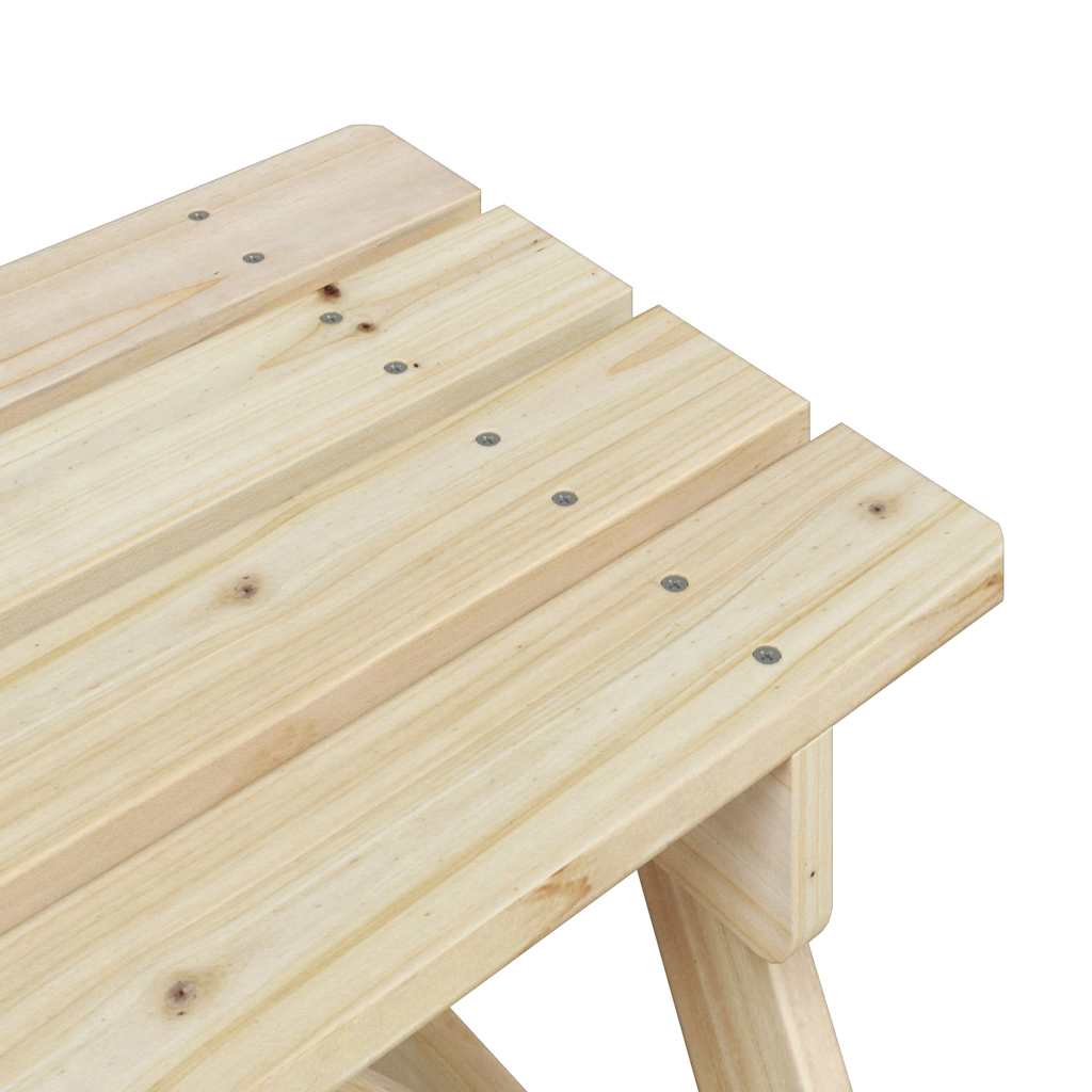 vidaXL Picknicktafel voor 4 kinderen met parasolgat massief vurenhout