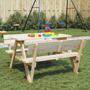 vidaXL Picknicktafel voor 4 kinderen met parasolgat massief vurenhout