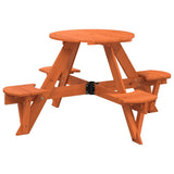 vidaXL Children's Picnic Table for 4 with Parasol Hole, Round Pinewood