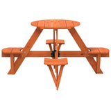 vidaXL Children's Picnic Table for 4 with Parasol Hole, Round Pinewood