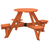 vidaXL Children's Picnic Table for 4 with Parasol Hole, Round Pinewood