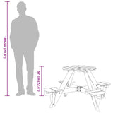 vidaXL Children's Picnic Table for 4 with Parasol Hole, Round Pinewood
