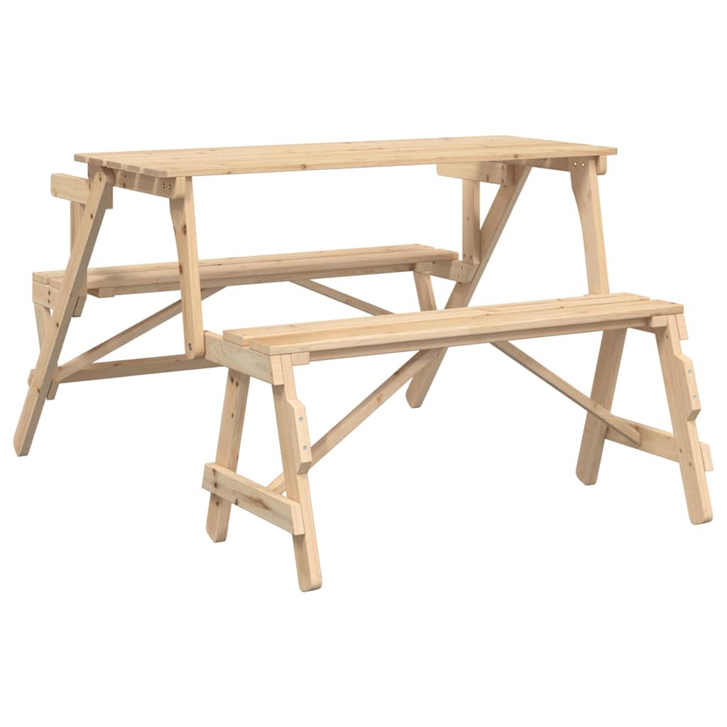 vidaXL Picknicktafel met banken 2-in-1 ombouwbaar massief vurenhout