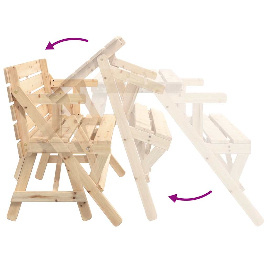 vidaXL Picknicktafel met banken 2-in-1 ombouwbaar massief vurenhout