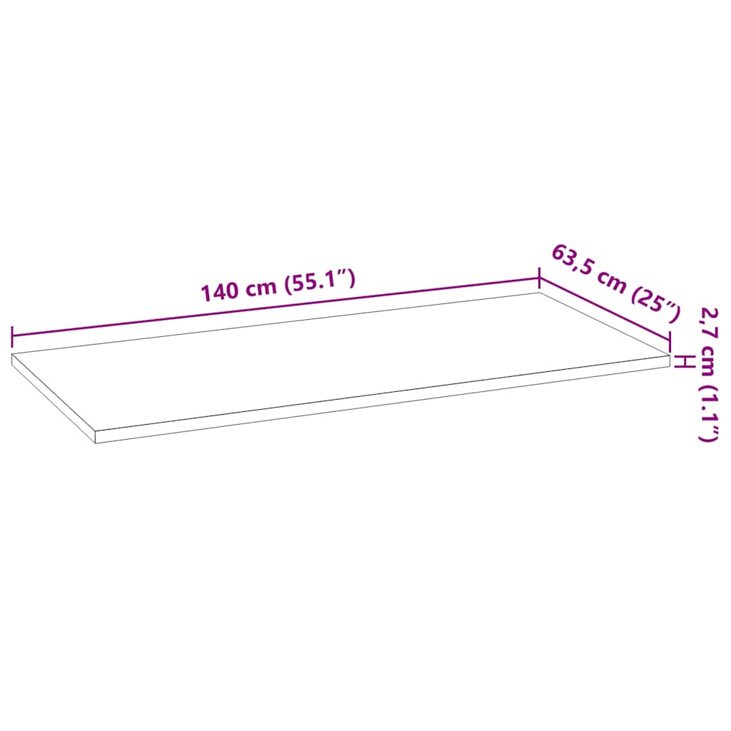vidaXL Keuken werkblad rechthoekig 40x63,5x2,7 cm massief eikenhout