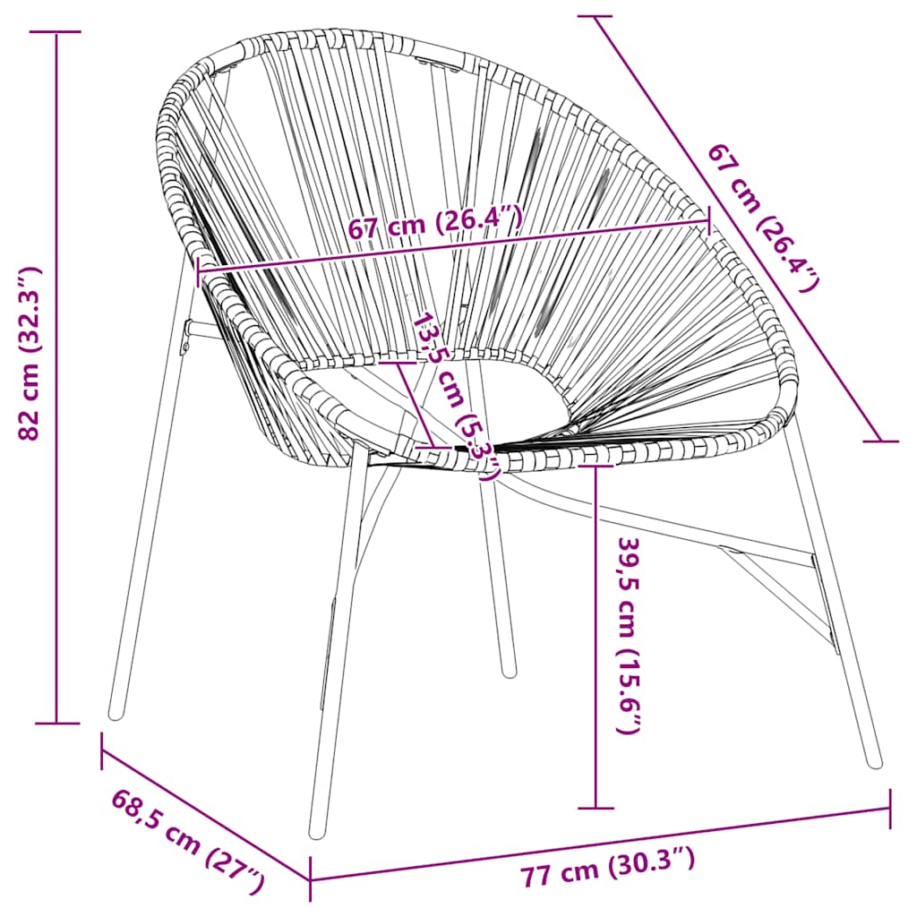 vidaXL Tuinei stoel poly rattan zwart
