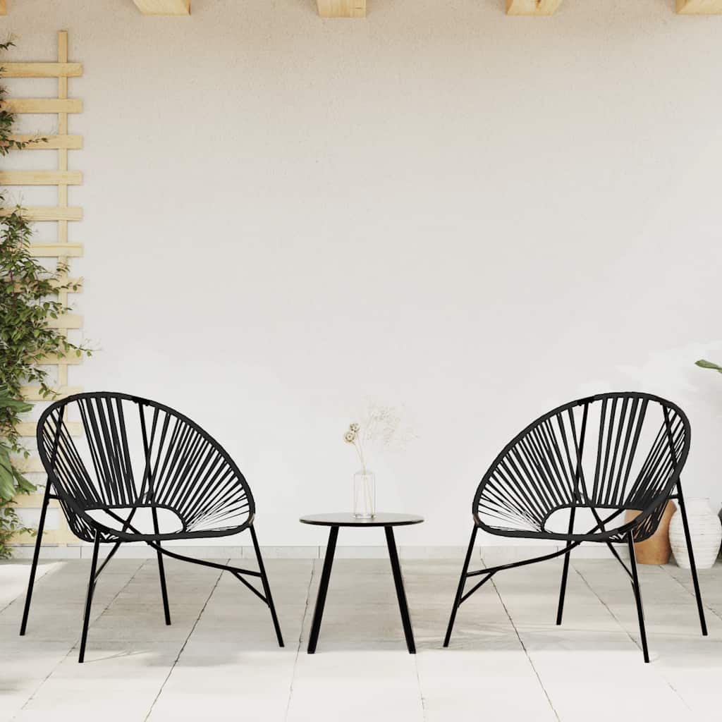 vidaXL 3-Piece Garden Chair Set Poly Rattan Black