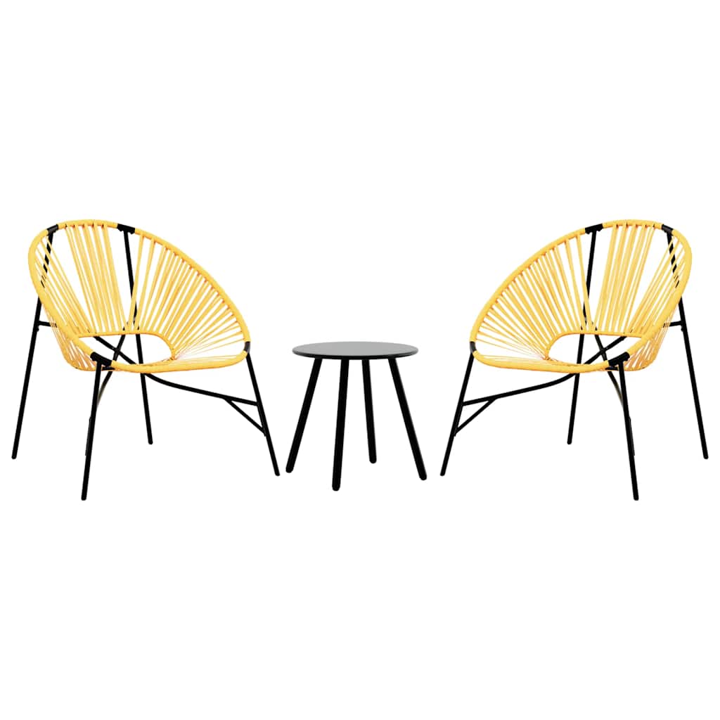 vidaXL 3-Piece Garden Chair Set Poly Rattan Black