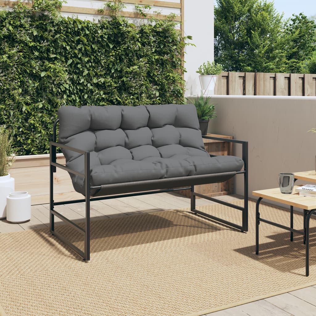 vidaXL Tuinbank met kussen 113 cm staal antracietkleurig