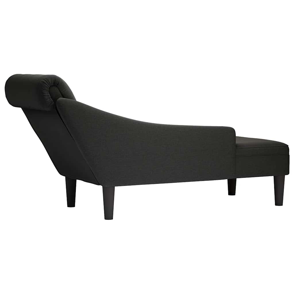 vidaXL Chaise longue met kussen en rechterarmleuning stof zwart