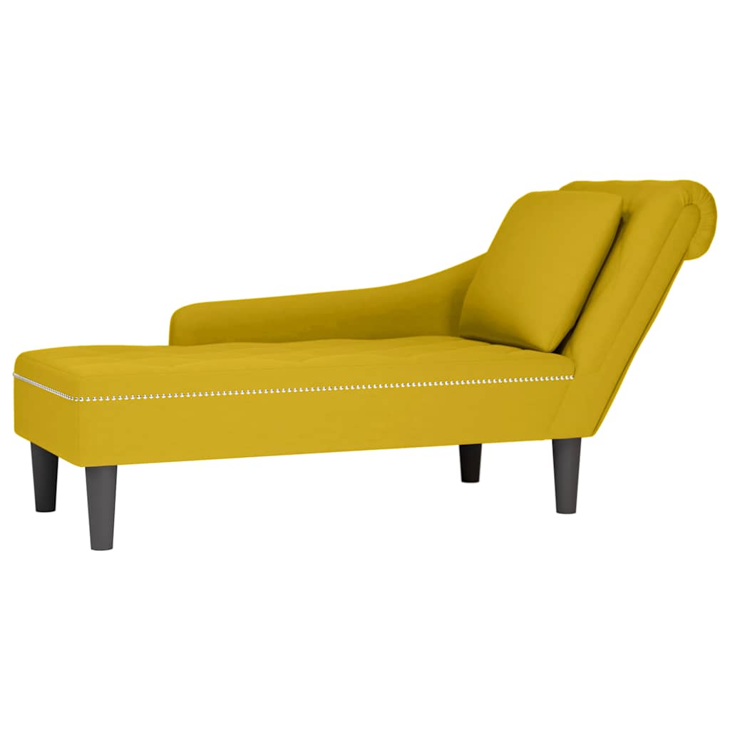 vidaXL Chaise Lounge with Cushion and Right Armrest Velvet Blue