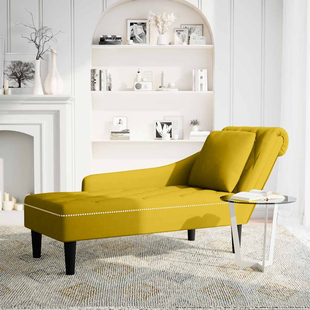 vidaXL Chaise Lounge with Cushion and Right Armrest Velvet Blue