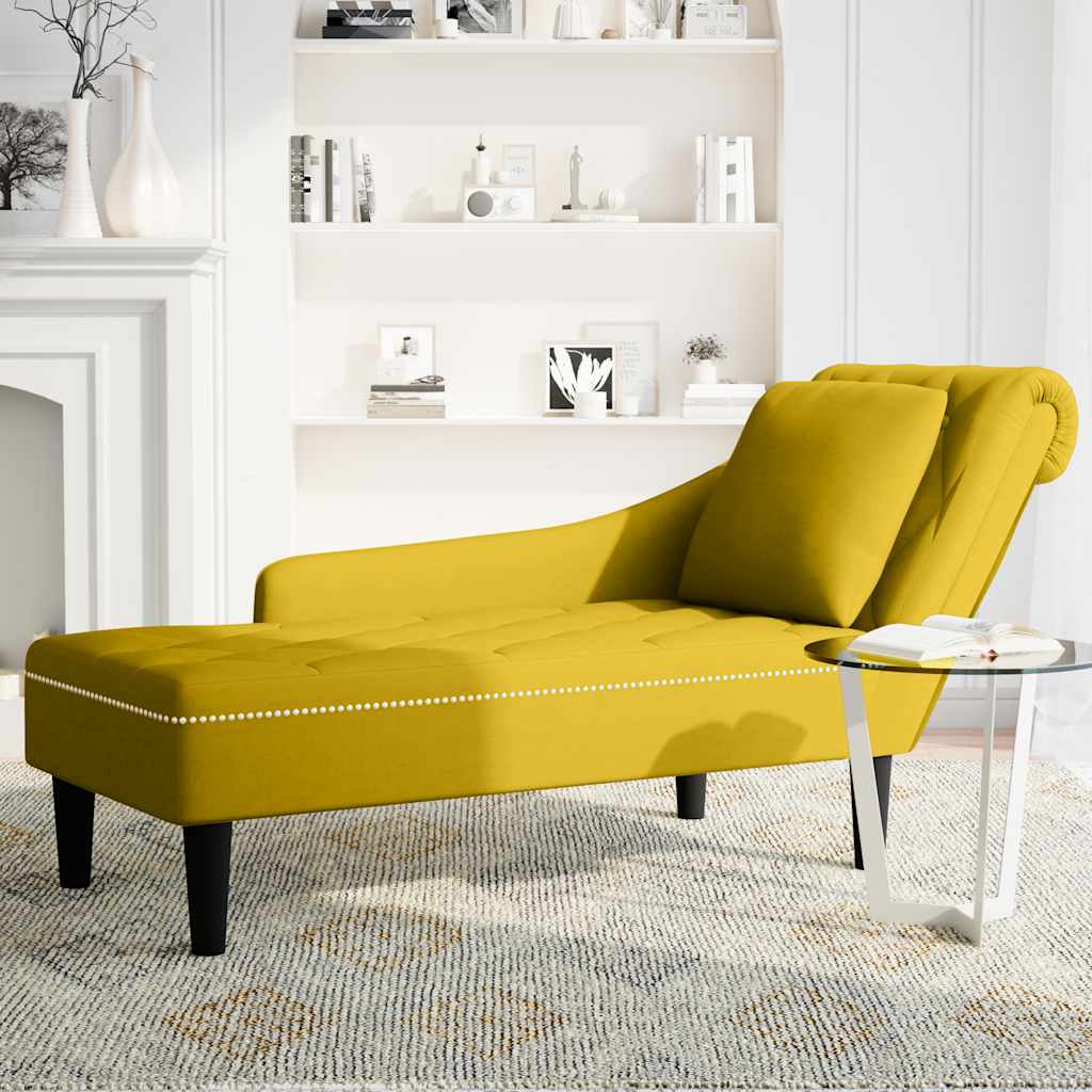 vidaXL Chaise Lounge with Cushion and Right Armrest Velvet Blue
