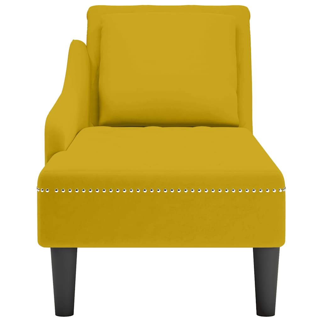 vidaXL Chaise Lounge with Cushion and Right Armrest Velvet Blue