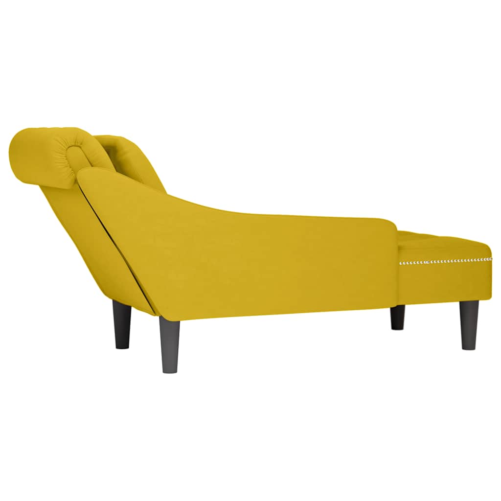 vidaXL Chaise Lounge with Cushion and Right Armrest Velvet Blue