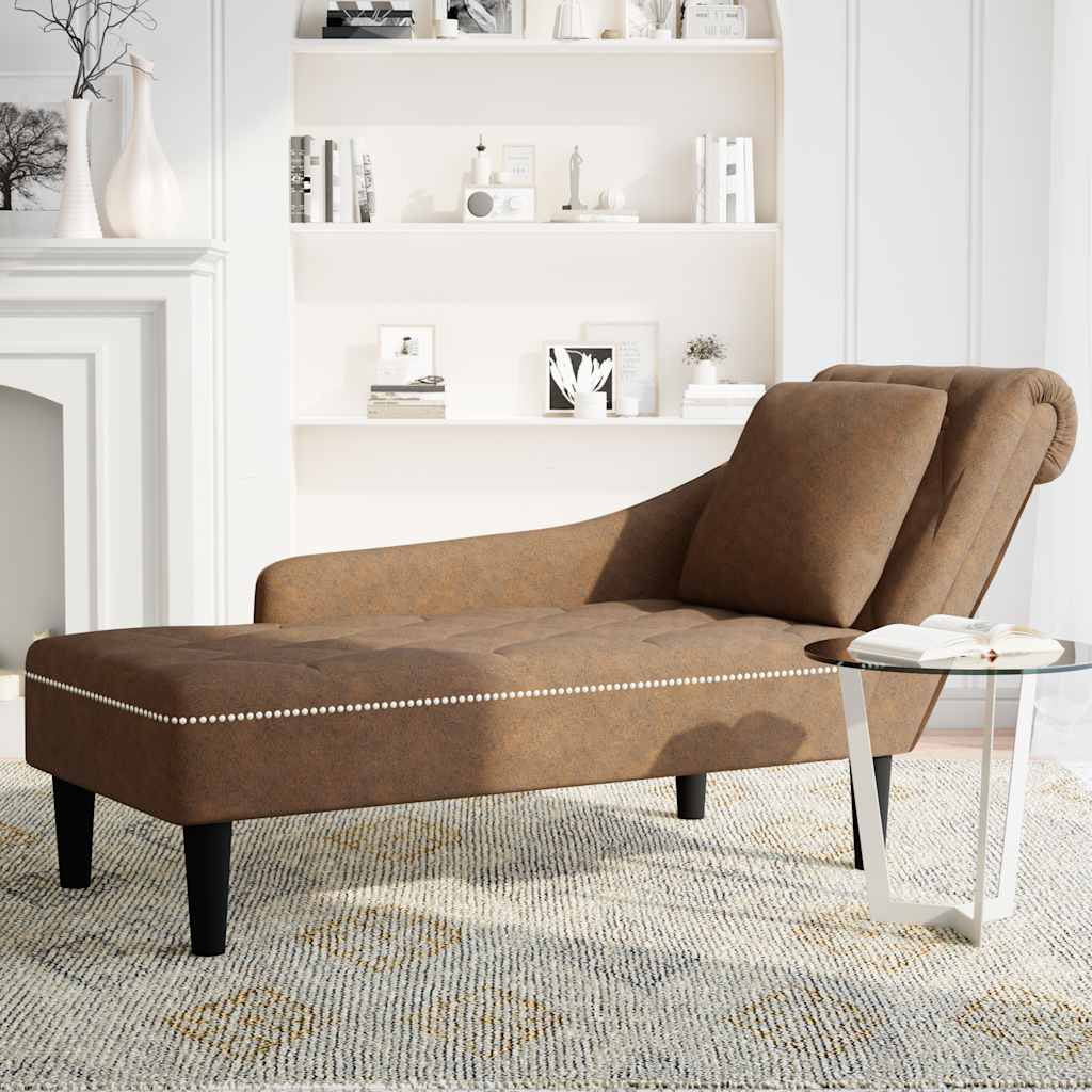 vidaXL Chaise longue kussen en rechterarmleuning kunstleer donkergrijs