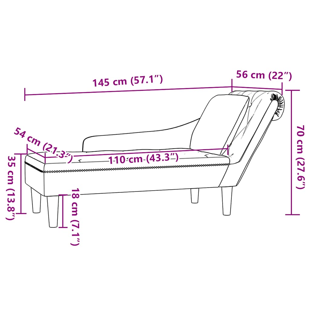 vidaXL Chaise longue kussen en rechterarmleuning kunstleer donkergrijs