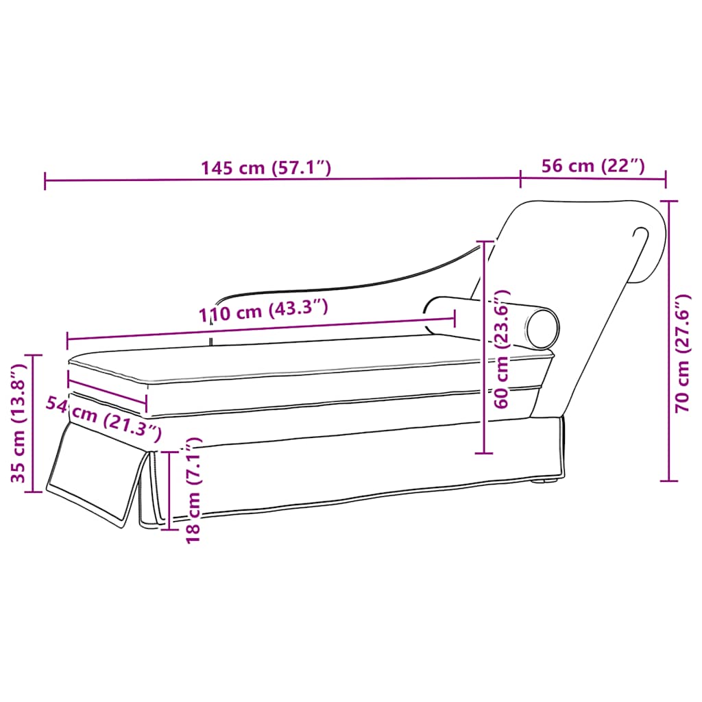 vidaXL Chaise longue met bolster en rechterarmleuning fluweel blauw