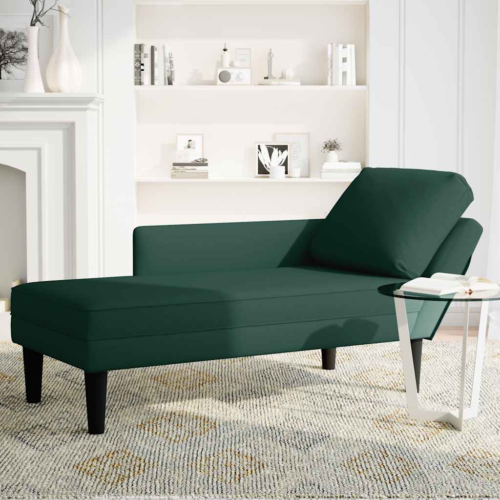 vidaXL Chaise longue met kussen en rechterarmleuning fluweel blauw