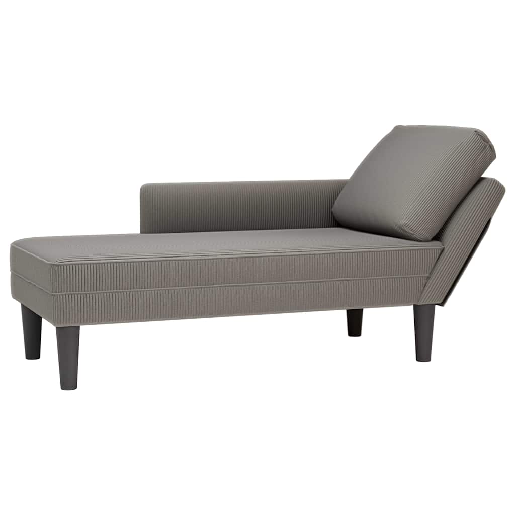 vidaXL Chaise longue met kussen corduroy stof lichtgrijs