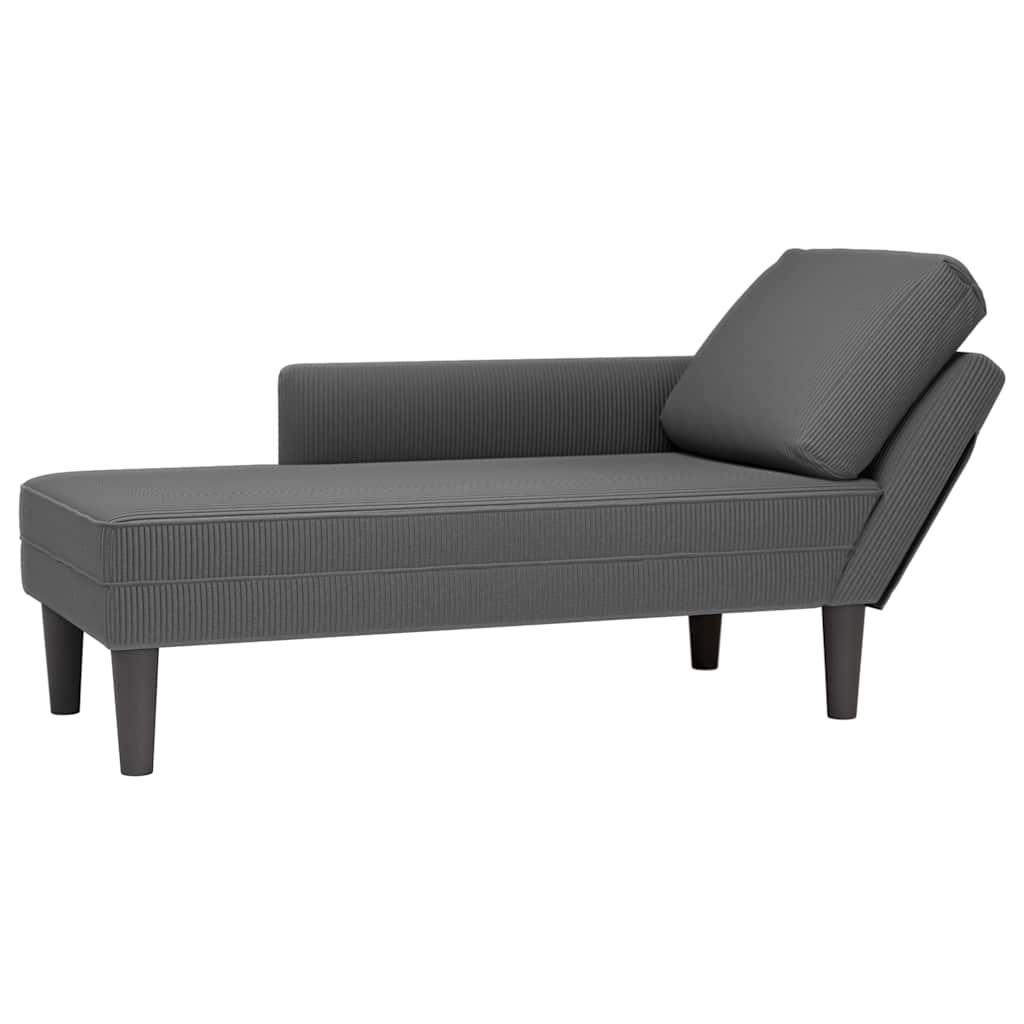 vidaXL Chaise longue met kussen corduroy stof lichtgrijs
