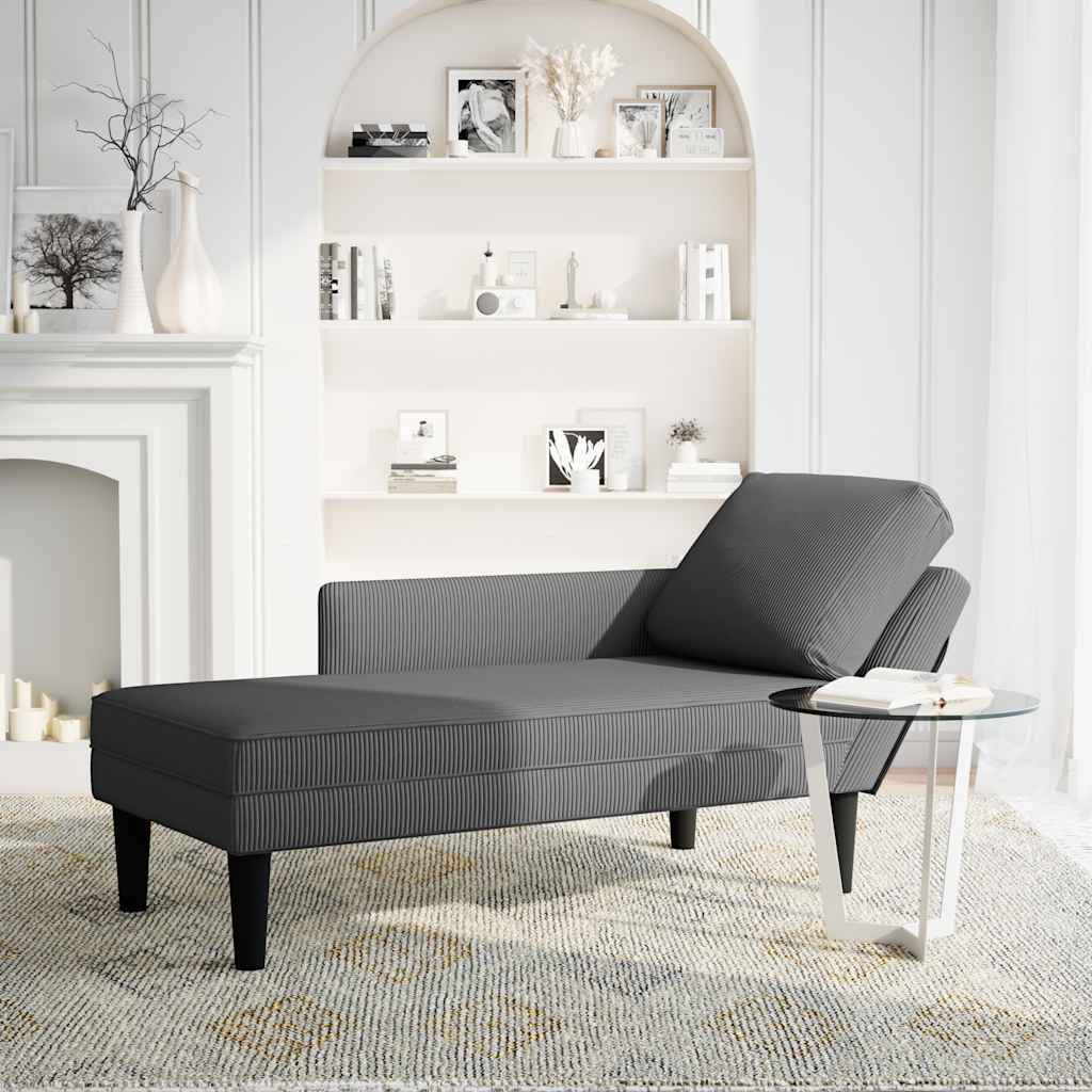 vidaXL Chaise longue met kussen corduroy stof lichtgrijs