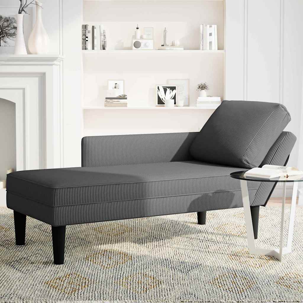 vidaXL Chaise longue met kussen corduroy stof lichtgrijs