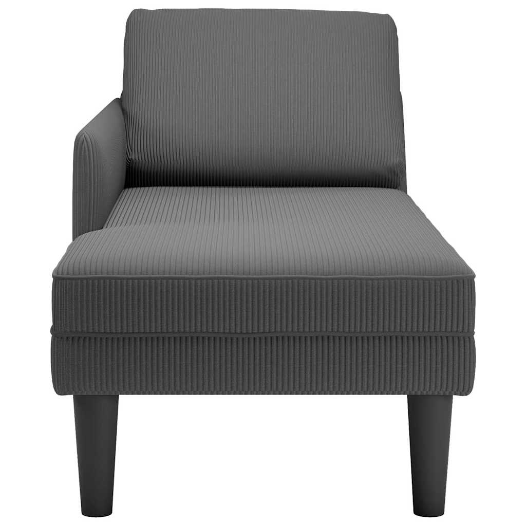 vidaXL Chaise longue met kussen corduroy stof lichtgrijs