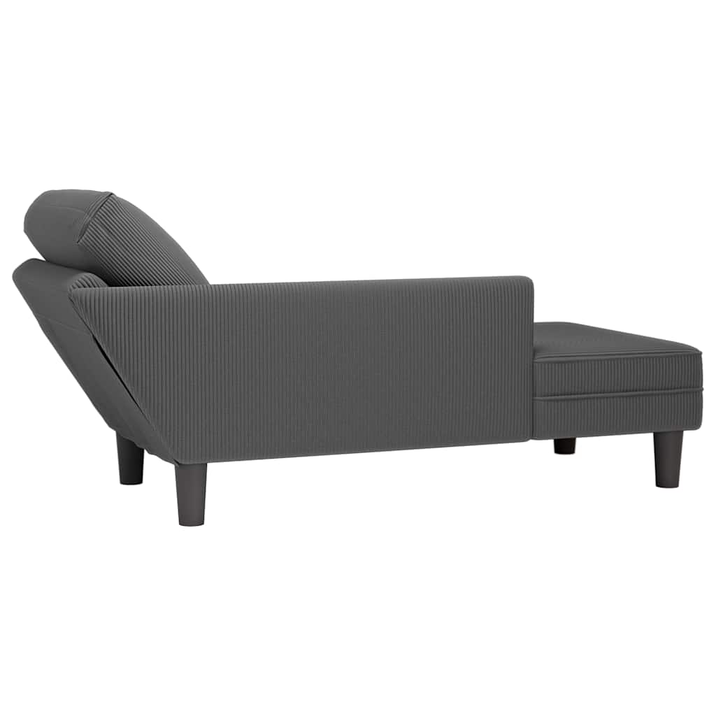vidaXL Chaise longue met kussen corduroy stof lichtgrijs