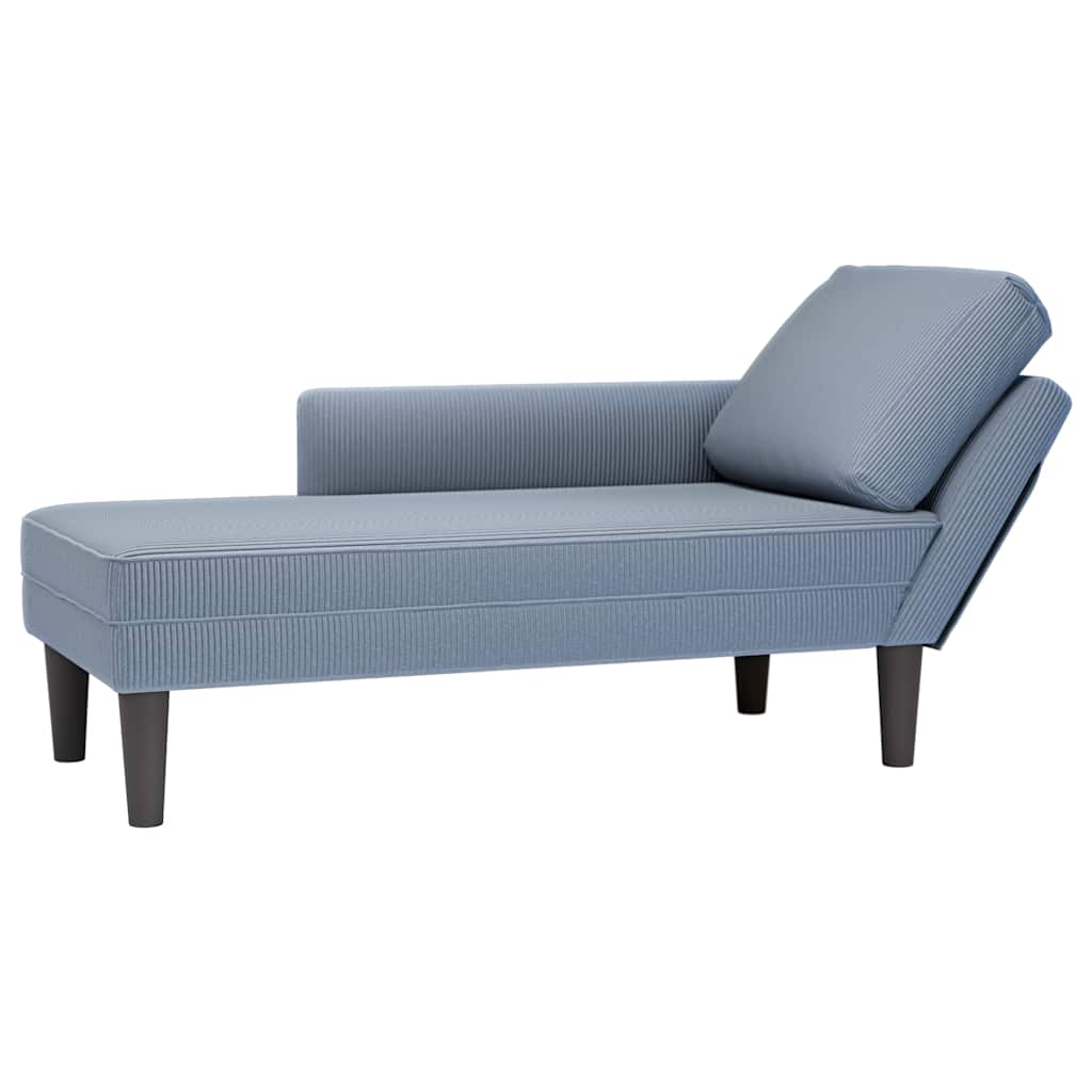 vidaXL Chaise longue met kussen corduroy stof lichtgrijs