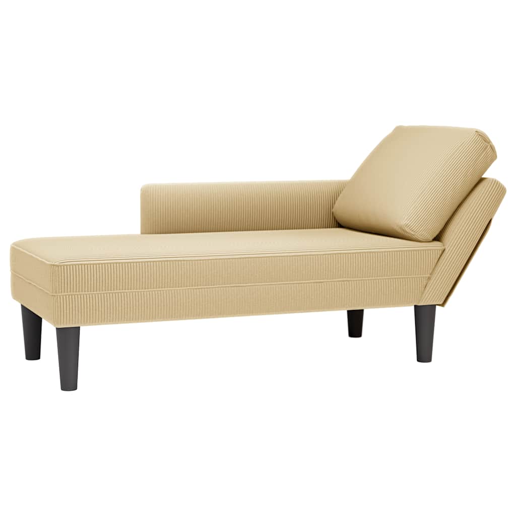 vidaXL Chaise longue met kussen corduroy stof lichtgrijs
