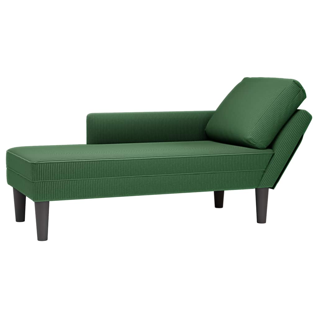 vidaXL Chaise longue met kussen corduroy stof lichtgrijs