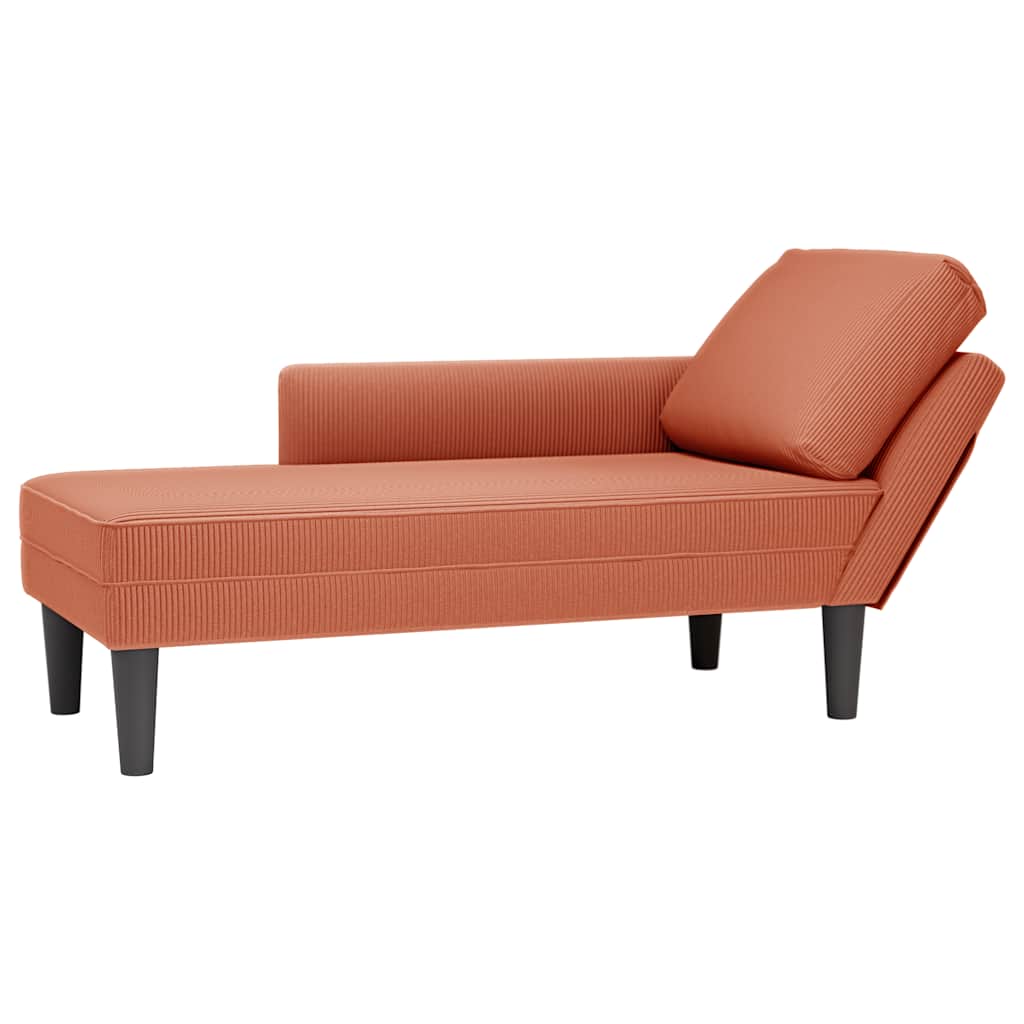 vidaXL Chaise longue met kussen corduroy stof lichtgrijs