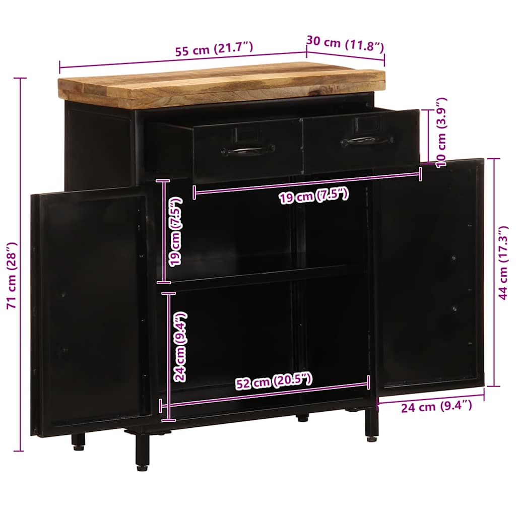 vidaXL Dressoir 60x30x76 cm ruw mangohout