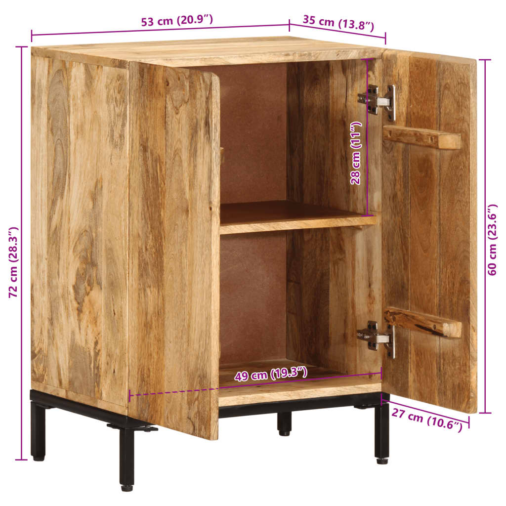 vidaXL Dressoir 53x35x72 cm massief mangohout