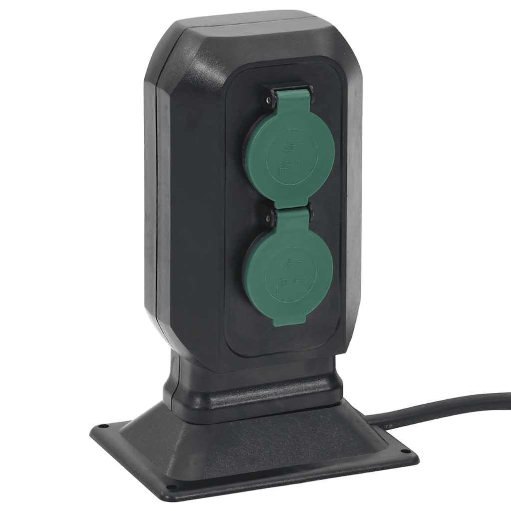 vidaXL Tuinstopcontact en grondpin 2-wegs 15,5x11x24 cm zwart en groen