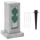 vidaXL Garden Power Socket Rock-Look 4-Way 16x16x29.5 cm Grey